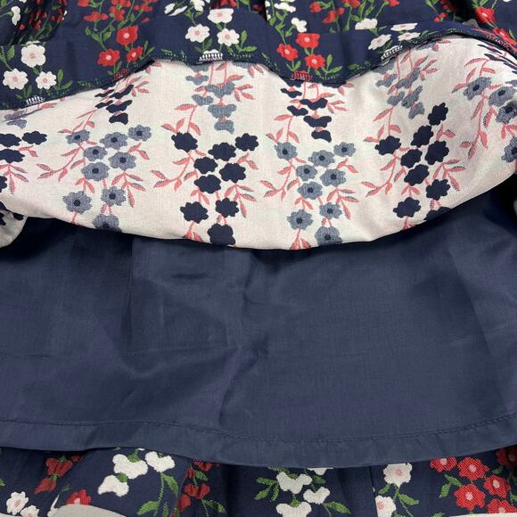 Brooks Brothers Damask Jacquard Pleated A-Line Skirt Navy Blue Floral Size 4P - Picture 6 of 16
